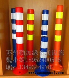 供应苏州勤加缘安全反光弹力警示柱昆山反光弹力柱生产厂家太仓警示柱安装图4