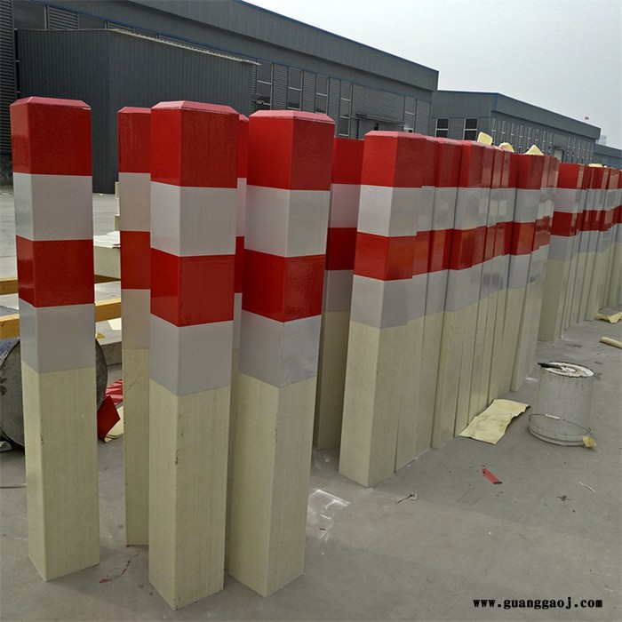 鸿启 玻璃钢反光警示柱pvc红白道口标柱圆方形道路示警桩地埋标志路桩图3
