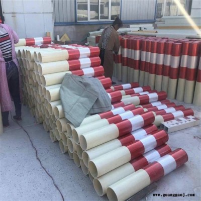 鸿启 玻璃钢反光警示柱pvc红白道口标柱圆方形道路示警桩地埋标志路桩