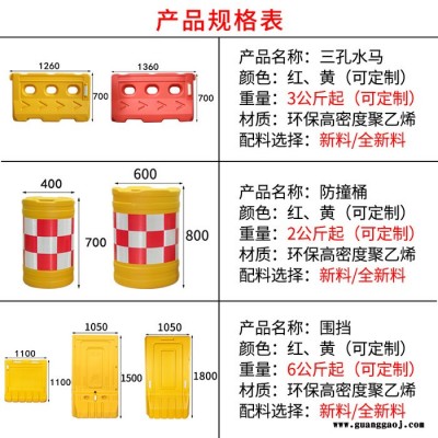 防撞桶红白反光圆柱型防撞桶塑料防撞桶城市水马隔离墩防护桶