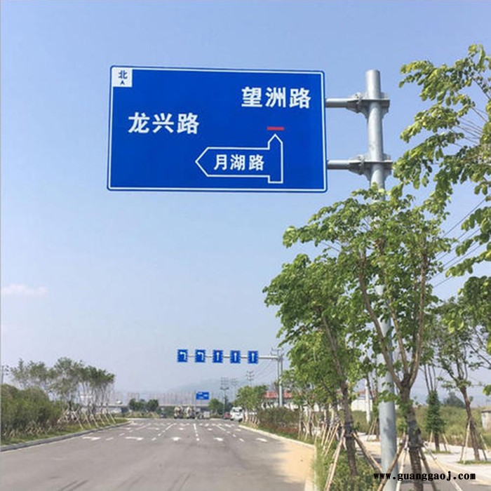 销售交通标志牌杆 铝合金反光道路指示牌 高速公路双悬臂标志杆 F型标志立杆 门架式标志杆图4