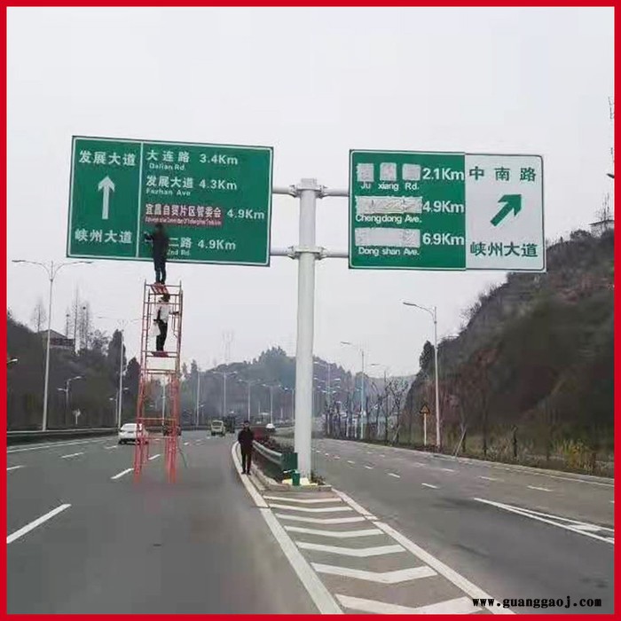 公路双悬臂式交通标志杆双悬臂标志杆 焊接标志杆