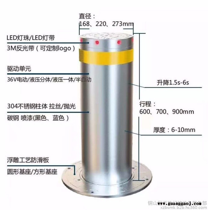 百胜门控BS-SJZ220  升降柱升降桩道闸车牌识别自动升降路桩升降柱 升降柱加工 停车场设备  许昌厂家供应品质保证图3