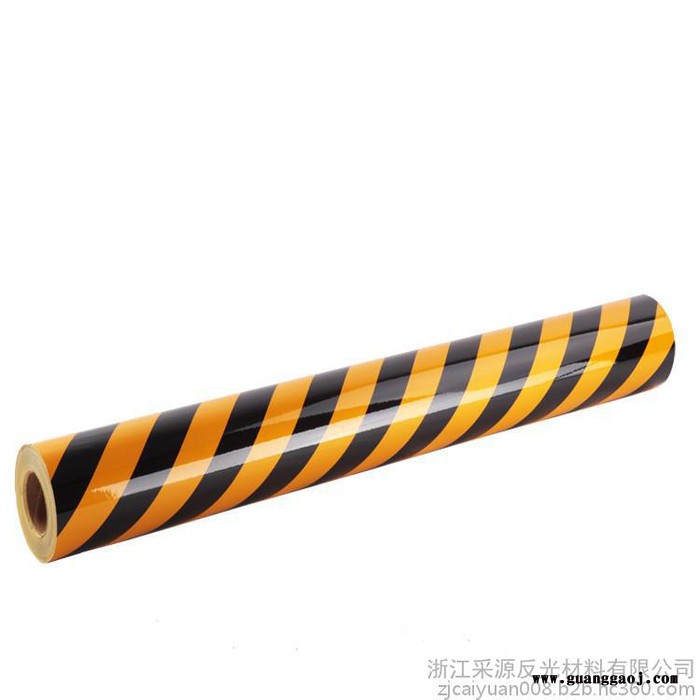 厂家批发 黑黄斜纹反光膜 PET反光胶带 红白反光警示带 交通反光材料图3