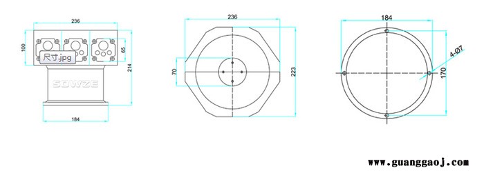 工程车顶 6目全景车载摄像机 200万高清摄像机铝合金红外夜视360度无盲点监控 机器人 广场监控图2