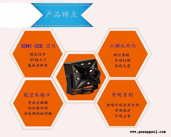 欣视宝 XS-DS02S-600车载红外摄像机 600线的士专用车载摄像机 红外距离2米 广角镜头  体积小图1
