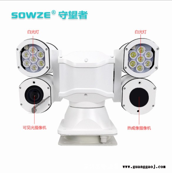 双光谱可见光+热成像+白光灯 4筒网络高清云台摄像机 巡检机器人用云台图6
