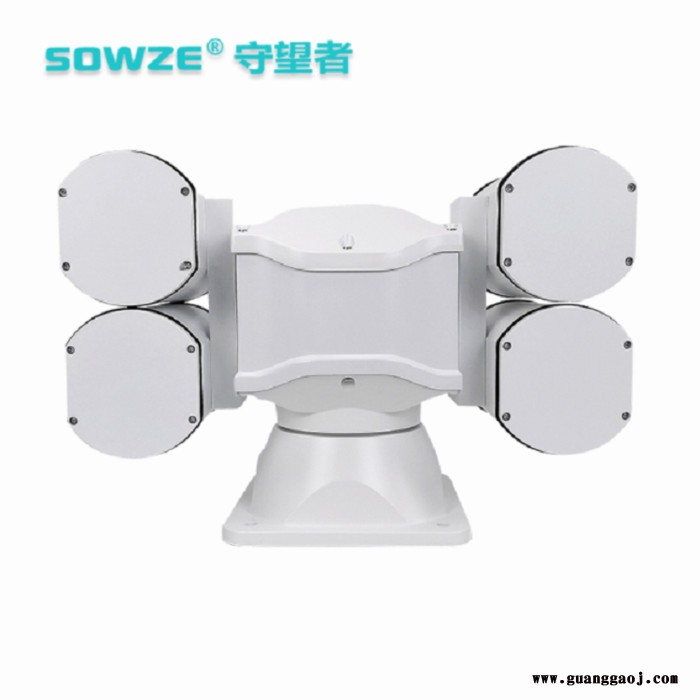 守望者四筒远距离红外云台摄像机 360双光谱热成像监控设备可定制 200万网络多光源自锁电机自动巡航水平扫描车载云台监控图1