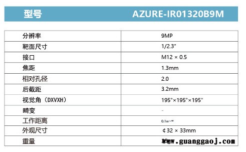 浩蓝光电AZUREphotonics   AZURE-IR01320B9M   工业扳机镜头图5