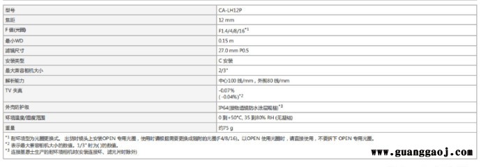 基恩士KEYENCE  CA-LH12P  低失真工业镜头图3