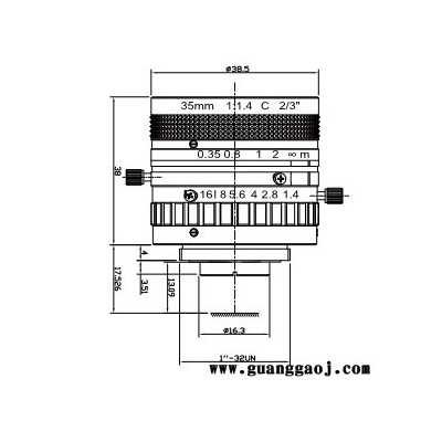 浩蓝光电AZUREphotonics AZURE-3514M5M 手动光圈定焦镜头