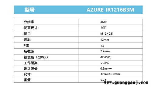 浩蓝光电AZUREphotonics   AZURE-IR1216B3M    工业扳机镜头图5