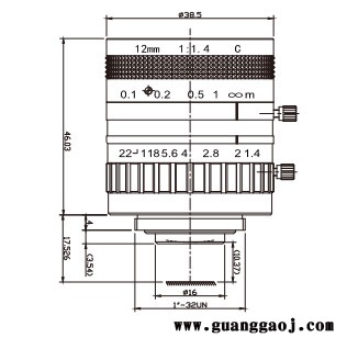 浩蓝光电AZUREphotonics AZURE-1214M5M 手动光圈定焦镜头图3
