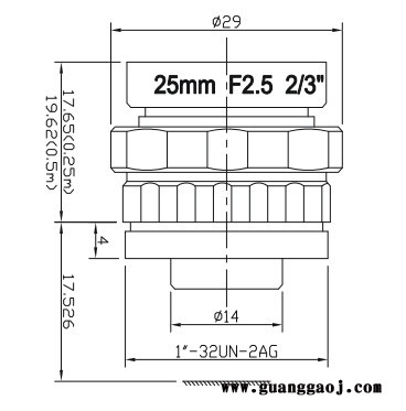 浩蓝光电AZUREphotonics AZURE-2525CM10M 手动光圈定焦镜头图2