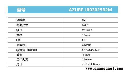 浩蓝光电AZUREphotonics AZURE-IR03025B2M 手动光圈定焦镜头图3