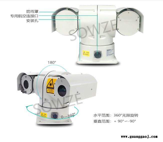 深圳厂家T型网络车载云台 33倍1080P变焦500米夜视激光H.265/H.264 水库鱼塘 车顶图2