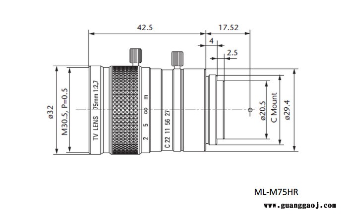 日本茉丽特     C口系列       ML-M75HR       百万像素    工业镜头图1