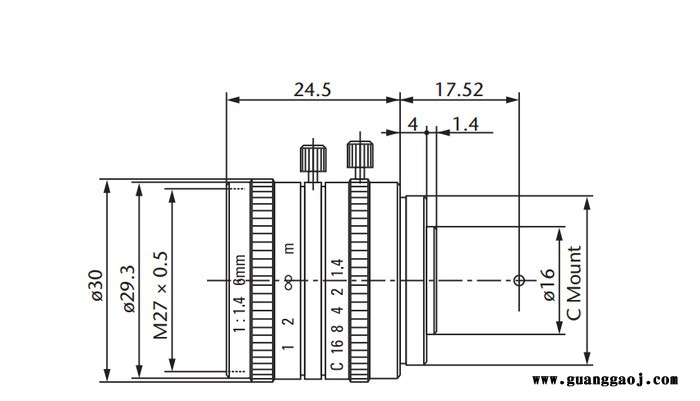 日本茉丽特     C口系列       ML-1614    百万像素    工业镜头图4