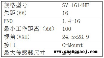 日本VST       SV-H SERIE系列     SV-1614HF       CCTV工业镜头 日本VST图2
