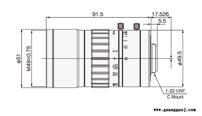 UTRON优创         HF系列        HF1618V-2          CCTV镜头图2