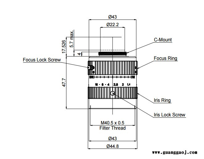 日本茉丽特     C口系列       ML-U2514MP9       百万像素    工业镜头图3