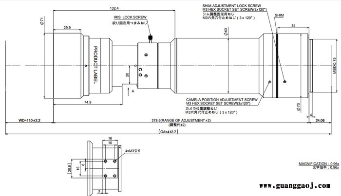 日本茉丽特      MTL系列    MTL-4543M58-096    百万像素    远心工业镜头图1