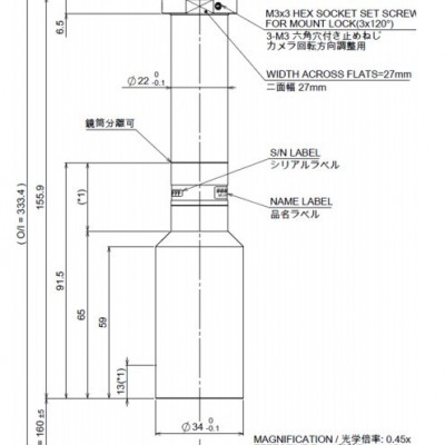 日本茉丽特       MML-HR系列     MML045-HR160C       远心工业镜头