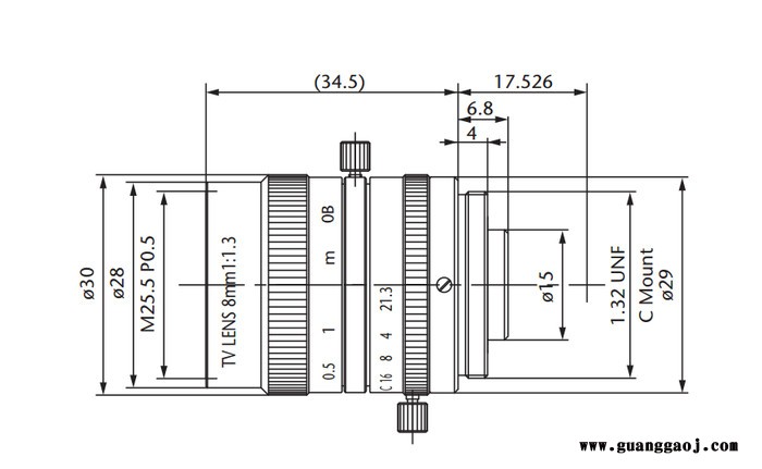 日本茉丽特     C口系列       ML-0813     百万像素    工业镜头图3