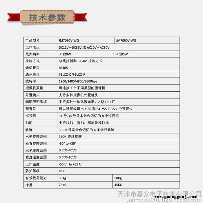 嘉安JM7060/7090系列重型云台图7