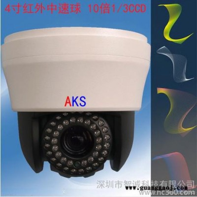 供应AKS-M348R4寸中速球 迷你型半球型云台10倍