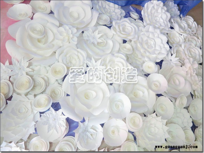 爱的创造婚庆装饰纸质工艺橱窗展示影楼摄影背景花墙仿真纸艺花套餐100朵OTAH-01图4