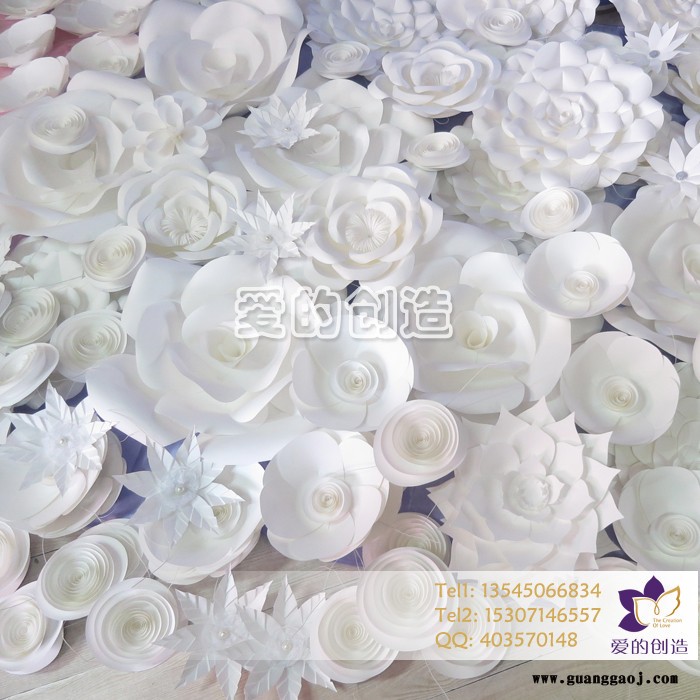 爱的创造婚庆装饰纸质工艺橱窗展示影楼摄影背景花墙仿真纸艺花套餐100朵OTAH-01图2