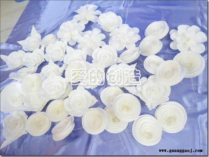 爱的创造婚庆装饰纸质工艺橱窗展示影楼摄影背景花墙仿真纸艺花套餐100朵OTAH-01图3