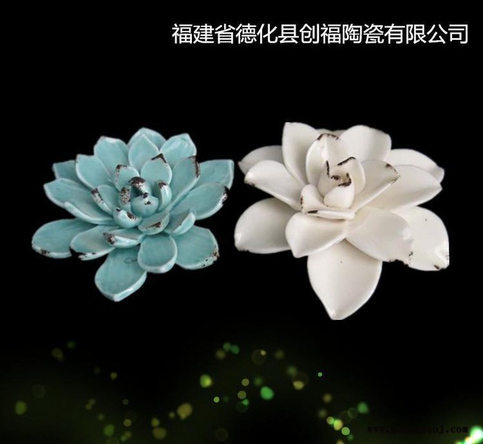 彩色陶瓷多肉花 栀子花花朵摆件 网店摄影背景 陶瓷工艺品摆件图3