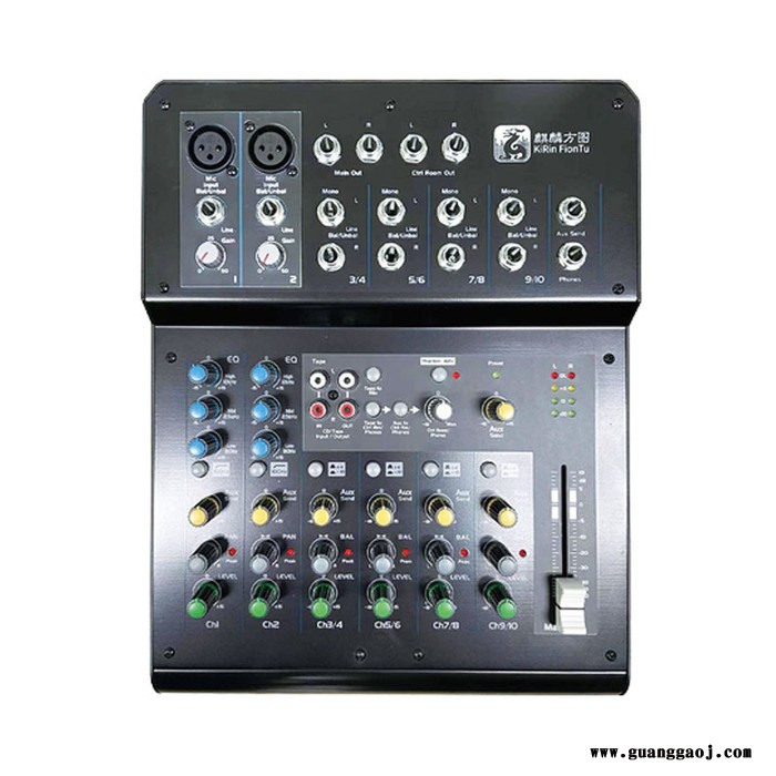 麒麟方图KiRin FionTu T1-MX10专业10路调音台旋钮式电位器模拟调音台 麒麟方图调音台图3