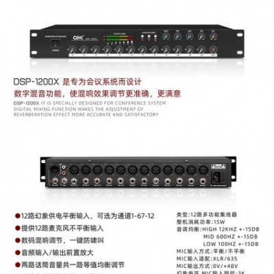 QHK12路会议混音器  DSP-1200X 多媒体会议室