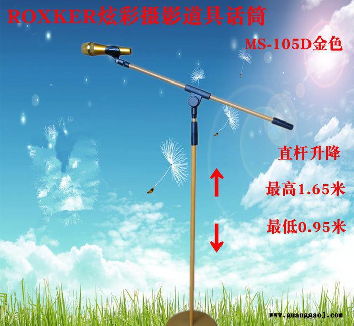 舞台麦克风落地式摄影道具话筒圆盘落地升降有线话筒K歌立麦图2