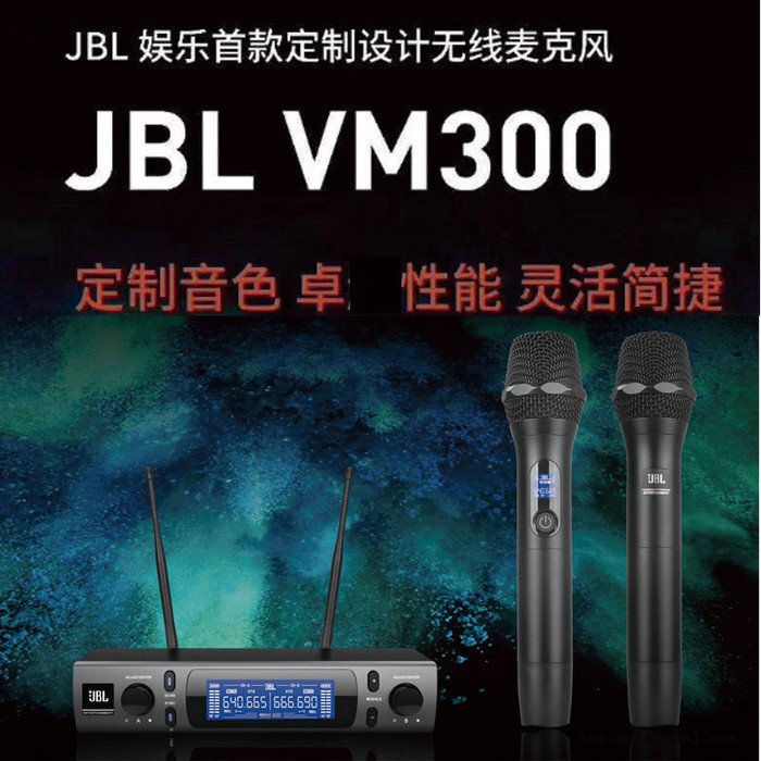 JBL VM300专业无线一拖二KTV家用娱乐无线麦克风会议演出U段话筒厂家批发 JBL无线话筒麦克厂家图1