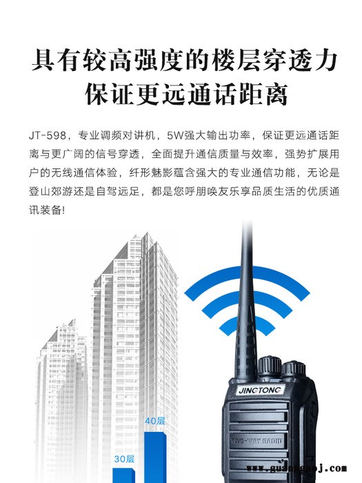 JINGTONG 精通JT-598大功率对讲机户外50公里手持机工地自驾游工图5