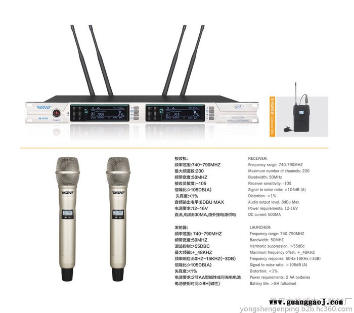 WSING咏盛SN-8200真分集一拖二无线麦克风专业话筒演出麦克风**适用场合舞台演出，会议室等可选配手持领夹头戴图2