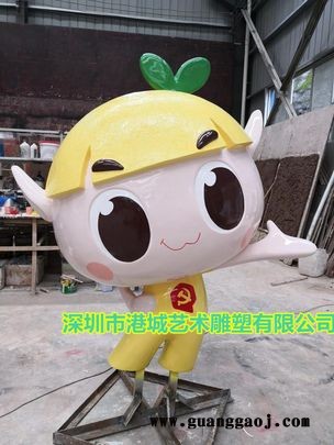 水果卡通形象IP吉祥物玻璃钢柚子公仔雕塑图1