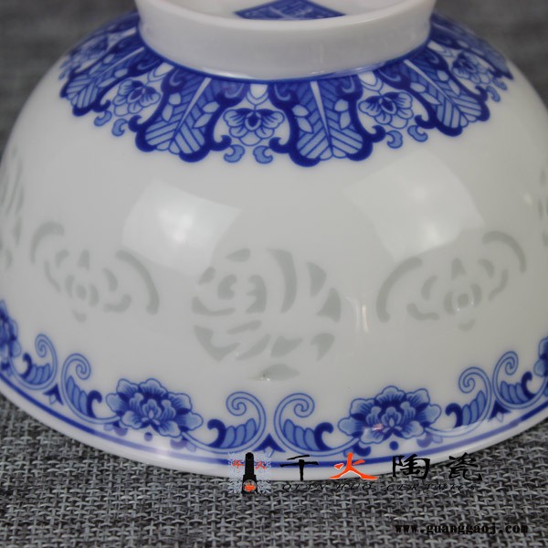 千火陶瓷 礼品装饭碗定制青花礼品碗图6