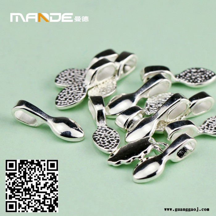 曼德1707017 DIY工具镀银吊坠挂钩DIY饰品 手工艺制作配件10个/包项链吊坠托首饰图1