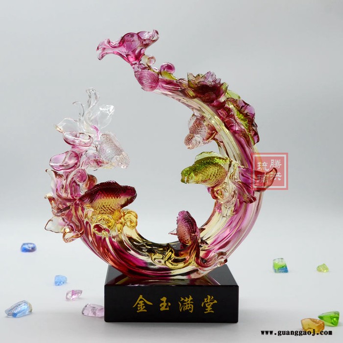 琉璃百财如意家居摆件礼品古法琉璃工艺品生产厂家公司开业礼品退休纪念品 琉璃百财如意摆件礼品图7
