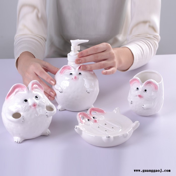 长期供应 创意可爱兔卫浴套装 四件套儿童礼品促销图2
