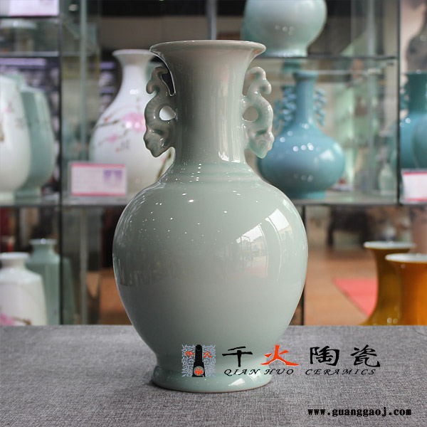 千火陶瓷 礼品青釉花瓶图2