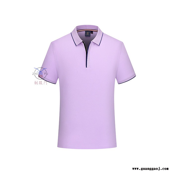 2022款POLO衫定制 男女翻领拉链上衣 撞边POLO衫 男女T桖衫定制 广告衫工作服定制 精梳棉 宽松/修身纯色上衣图2