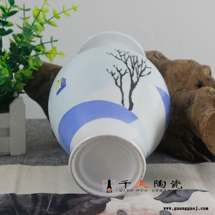 手绘原野炊烟陶瓷小花瓶FCXCQQIZQ085E-高22.5cm 宽13.6cm 手绘花瓶图5