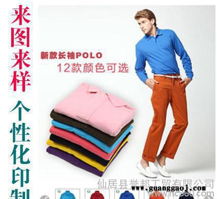 **男式长袖POLO衫涤棉6535 180克 长袖翻领广告衫工厂定制图2