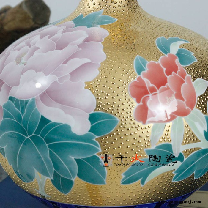 手绘五彩牡丹陶瓷花瓶 礼品陶瓷花瓶生产厂家 礼品花瓶图4